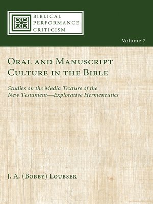 cover image of Oral and Manuscript Culture in the Bible